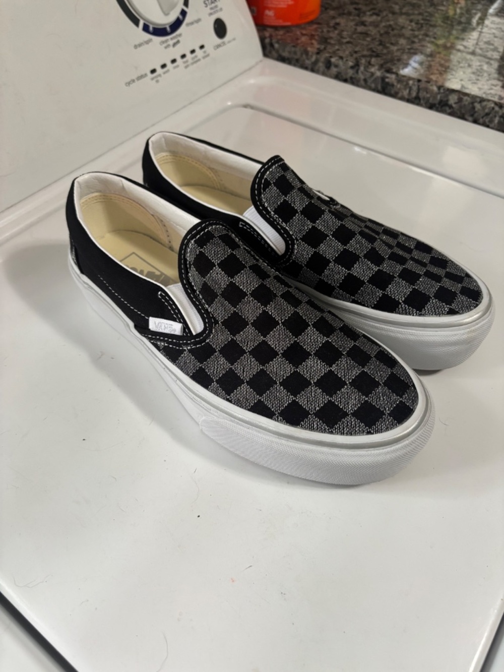Vans Slip-on Black and Silver Checkerboard - Picture 2 of 3